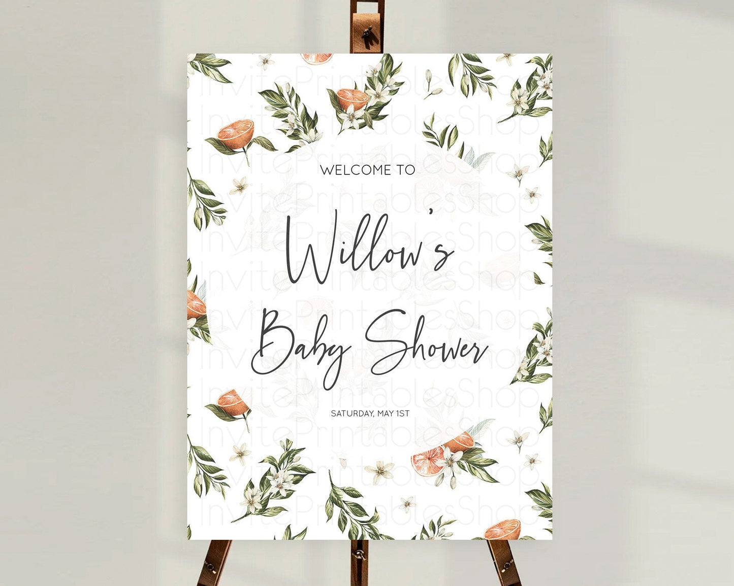 Citrus Baby Shower Welcome Sign Lemon Welcome Sign Orange Welcome Sign Citrus Welcome Poster Citrus Floral Decor Baby Welcome Board D10545