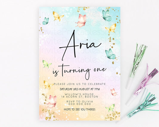 Editable Pastel Butterfly Birthday Invitation Butterfly Birthday Invitation