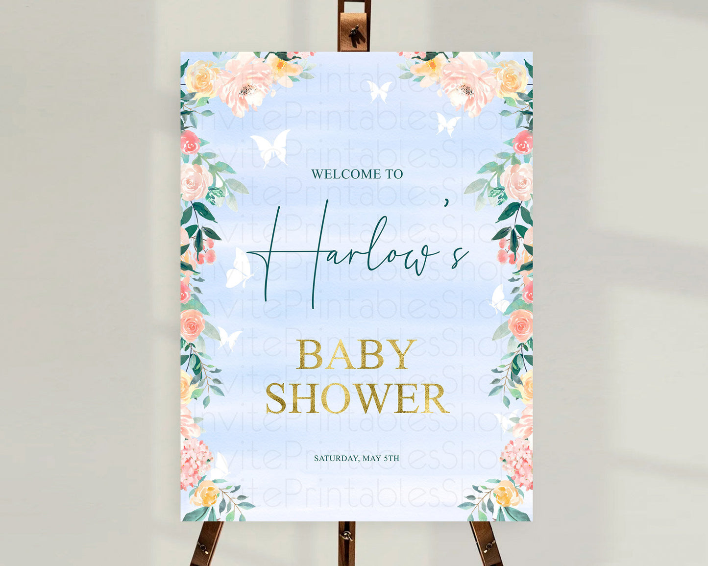 Secret Garden Baby Shower Welcome Sign Wildflower Welcome Board Pastel Flower Garden Welcome Poster Boho Wildflower Welcome Sign D10337