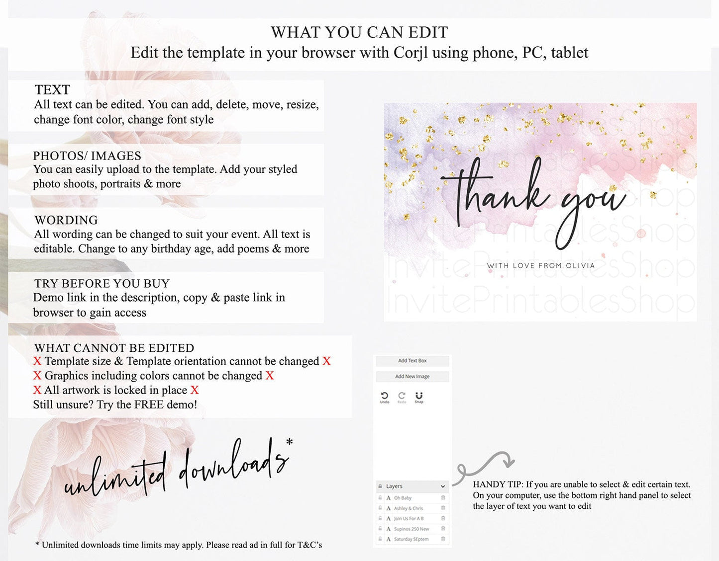 Pastel Thank You Rainbow Thank You Card Colorful Pastel Birthday Thank You Card Confetti Watercolor Pastel Teacher Thank You Cards D10327