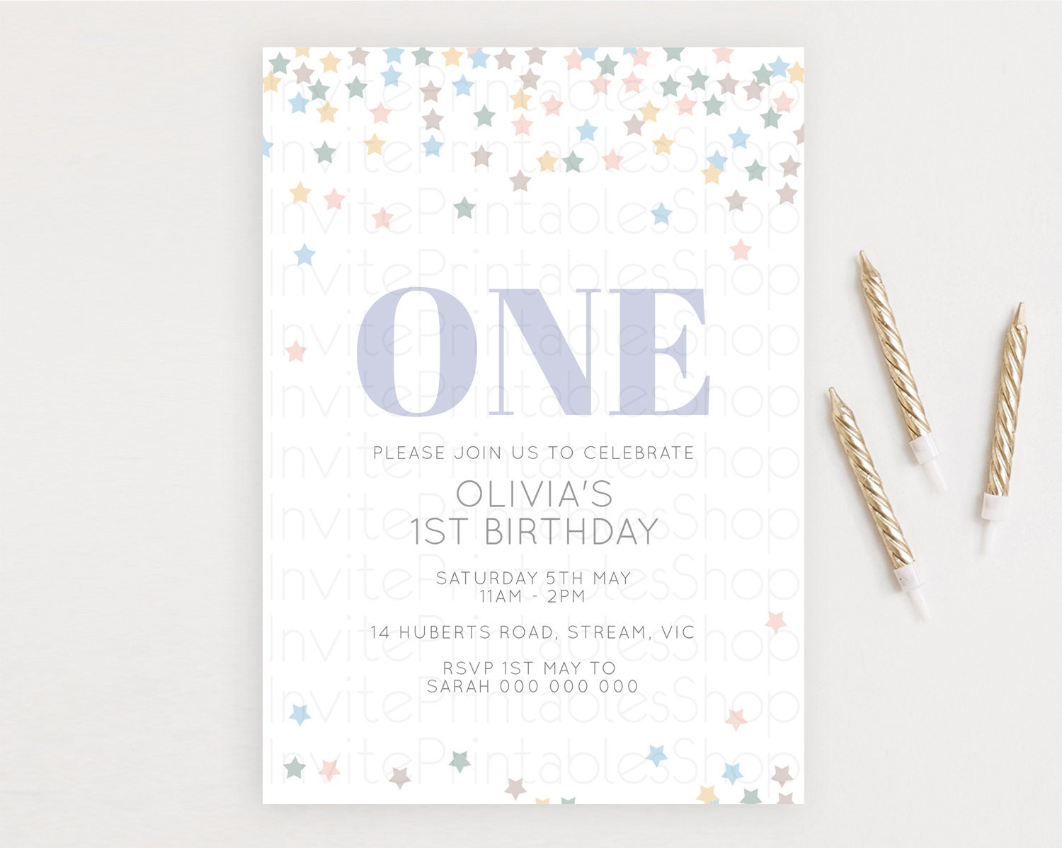 Editable Star Birthday Invitation Pastel Stars Invite Shooting Star Party Ra
