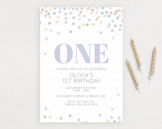 Editable Star Birthday Invitation Pastel Stars Invite Shooting Star Party Ra