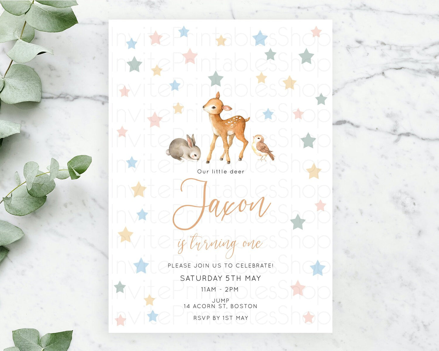 Fawn Birthday Invitation Deer Birthday Invitation Enchanted Forest Party Butterfly Pastel Flowers Whimsical 2nd 1st First Birthday D10918