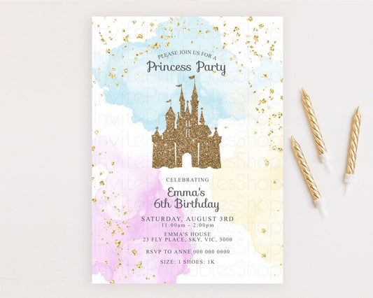 Editable Princess Birthday Invitation Princess Invitation Pastel Invitation