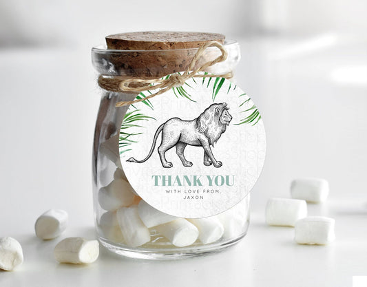Editable Lion Thank You Tags Lion Thank You Gift Tags Lion Party Favor Tags