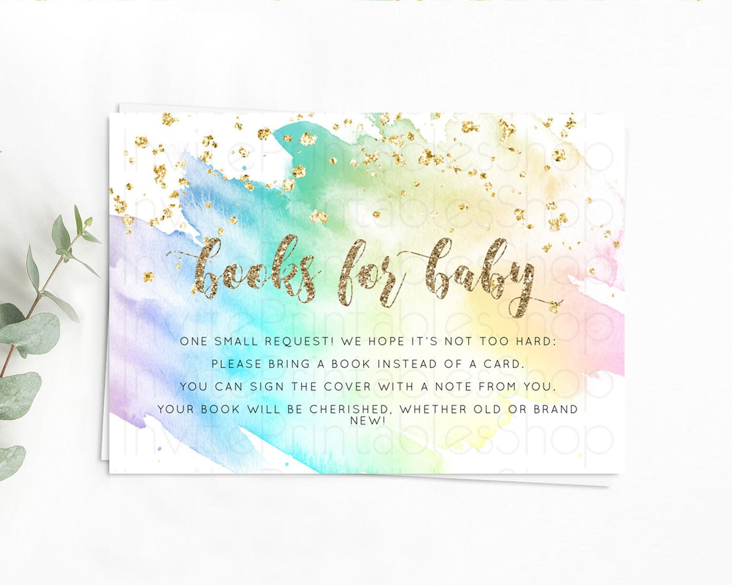 Pastel Books For Baby Card Pastel Rainbow Book Insert Colorful Ombre Watercolor Book Card Confetti Glitter Baby Book Poem Request D10259