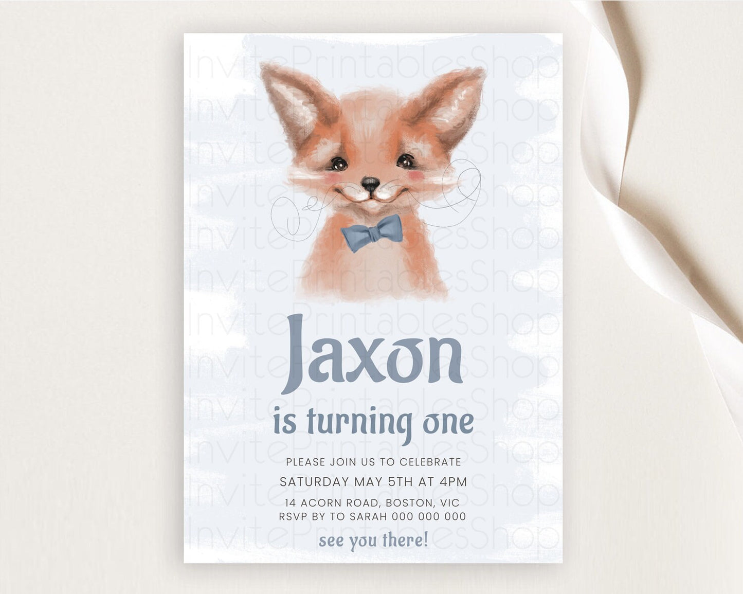 Fox Birthday Invitation Fox Invite Mr. Fox Birthday Baby Fox Party Forest Adventure Enchanted Woods Wild One 1st 2nd 3rd Birthday D10657