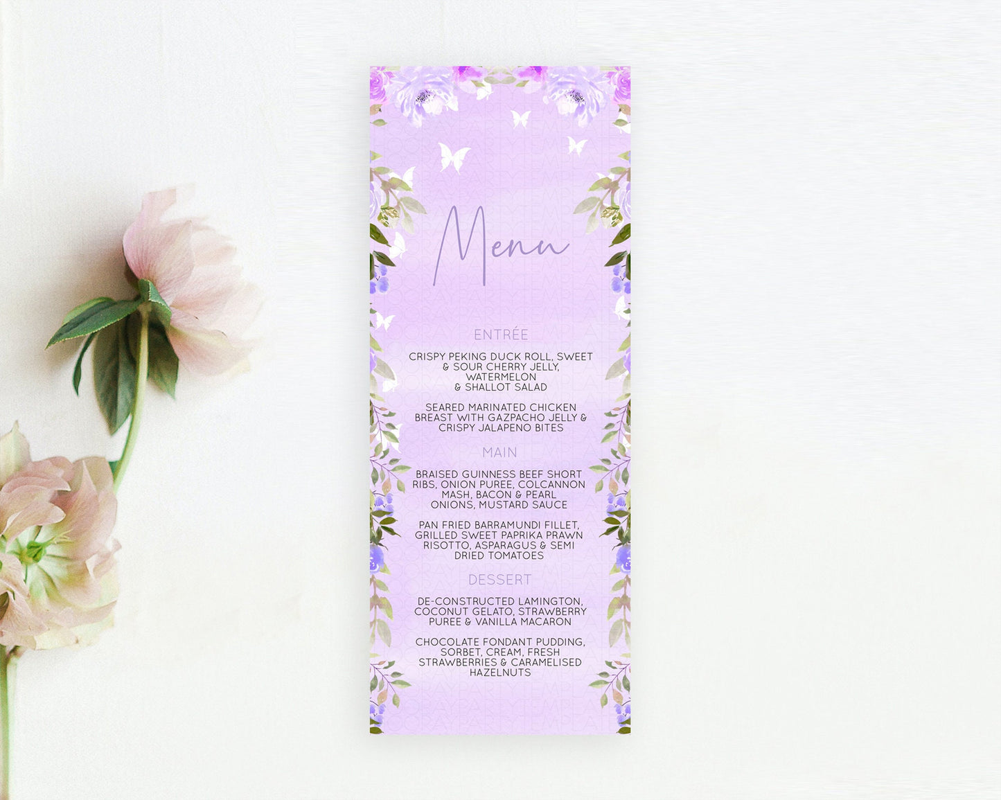 Secret Garden Menu Wildflower Menu Template Pastel Flower Garden Table Decor Boho Floral Dinner Dessert Floral Party Food Menu D10719