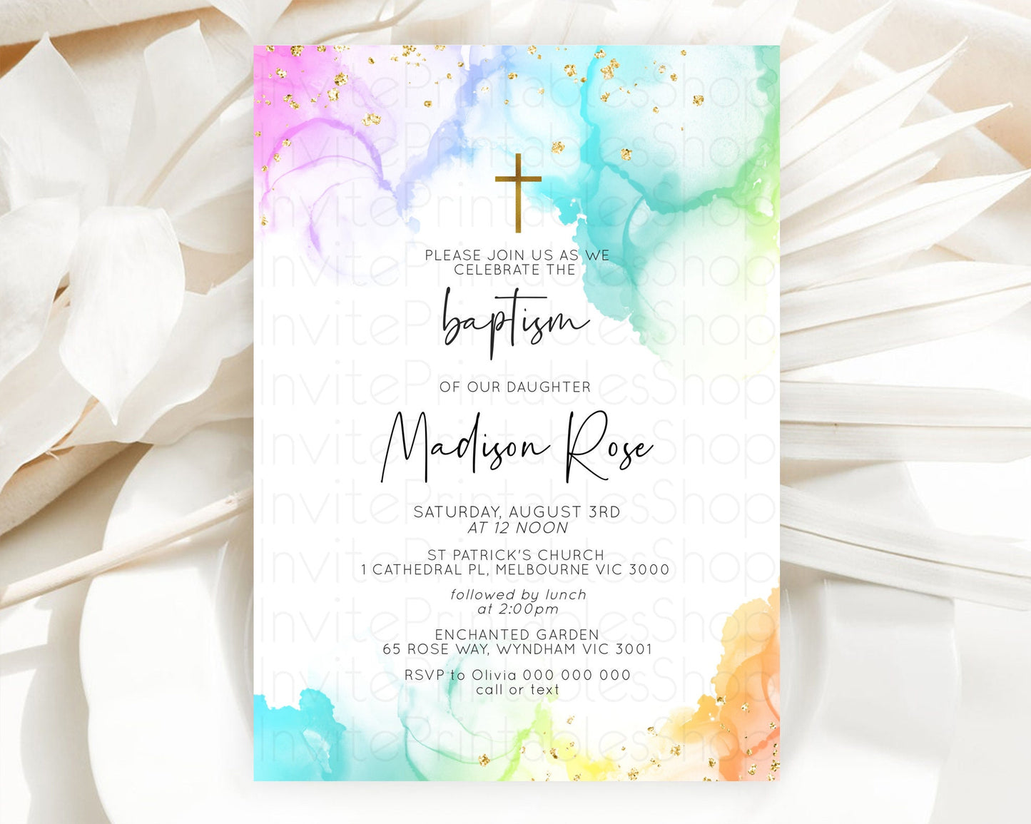 Editable Pastel Baptism Invitation Pastel Colors Watercolor Baptism 1st Birt
