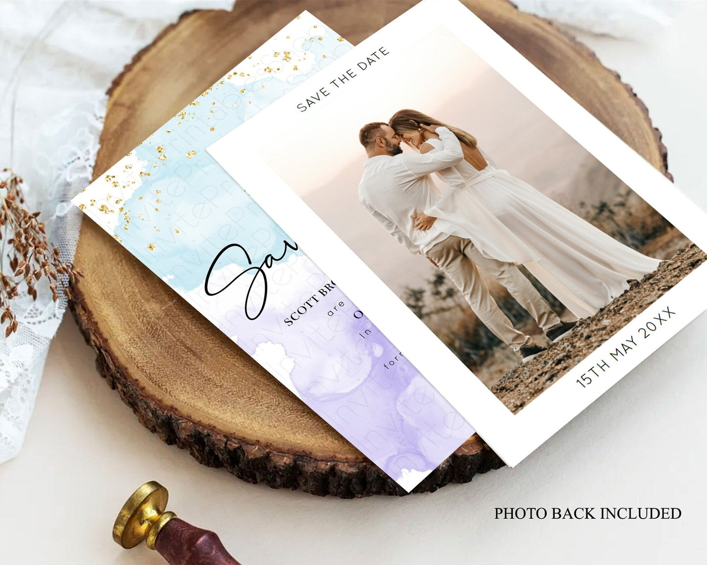 Pastel Save The Date Template Pastel Ombre Rainbow Watercolor Colorful Party For Birthday Baptism Baby Shower Wedding Bridal Shower D10208