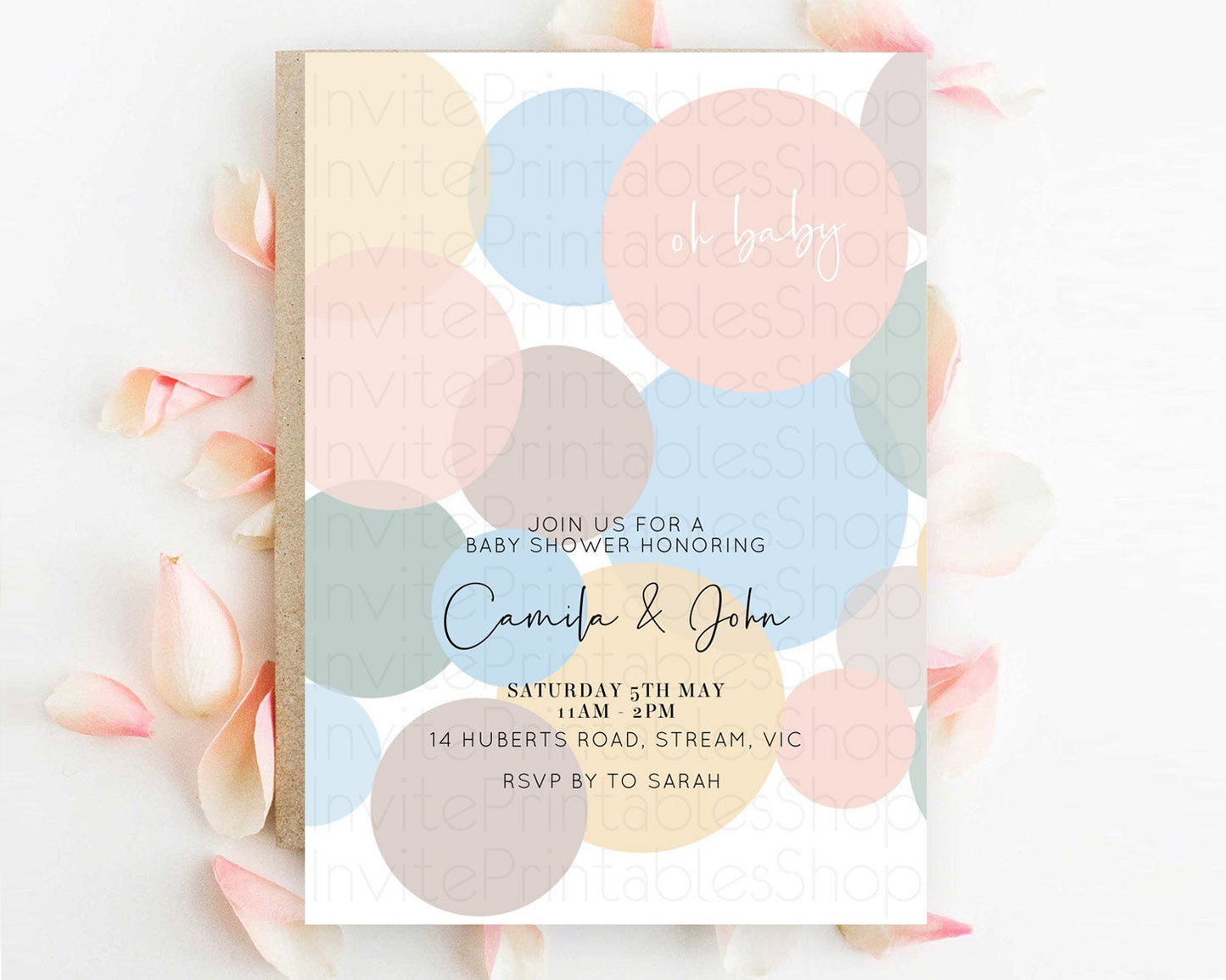 Pastel Rainbow Baby Shower Invitation Pastel Confetti Invitation Sprinkles Bubbles Invitation Colorful Rainbow Confetti Theme D10602