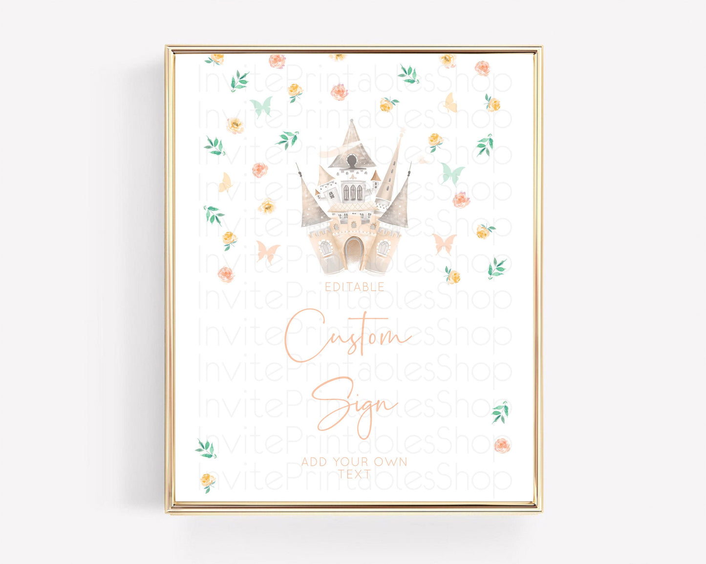 Princess Party Table Sign Decor Secret Garden Enchanted Castle Pastel Floral Royal Party For 1st Birthday Baptism Baby Shower D10363