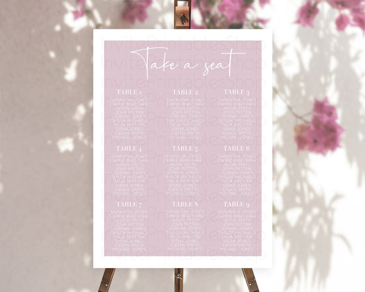 Editable Pink Seating Chart Plain Pink Seating Sign Minimalist Pink Seating