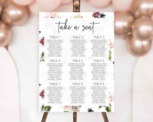 Editable Secret Garden Seating Chart Wildflower Seating Chart Pastel Flowers