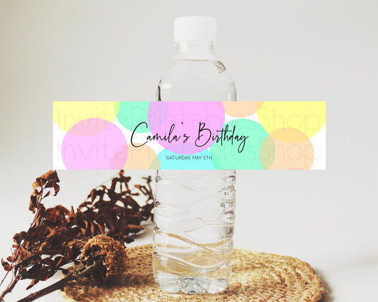 Editable Pastel Confetti Water Label Template Rainbow Colorful Sprinkles Par