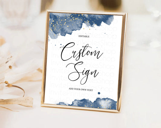 Blue Watercolor Sign Blue Table Sign Decor Ombre Blue Watercolor Splash Party 1st Birthday Baby Shower Wedding Baptism Bridal Shower D10312