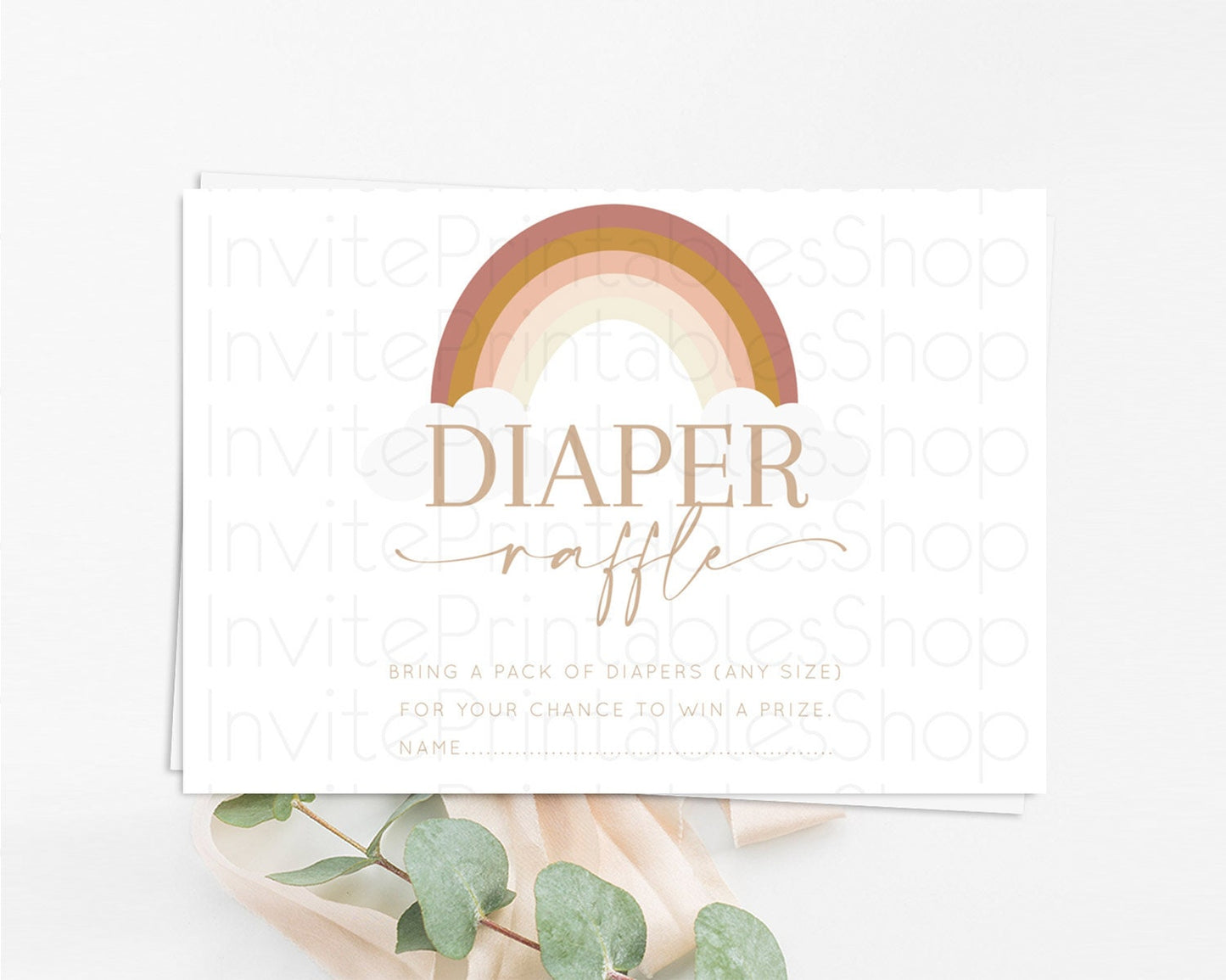 Pastel Rainbow Diaper Raffle Card Boho Rainbow Diaper Insert Boho Rainbow Diaper Ticket Pastel Watercolor Baby Shower Raffle Game D10122