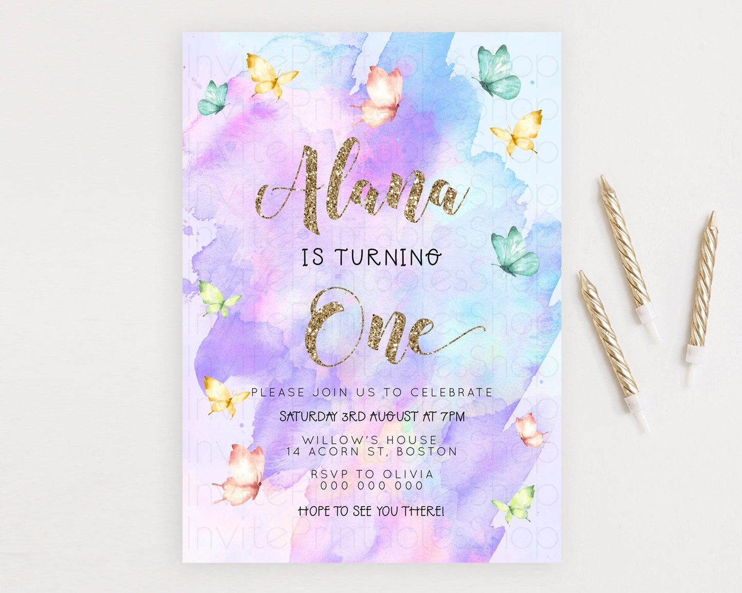 Editable Pastel Butterfly Birthday Invitation Butterfly Birthday Invitation