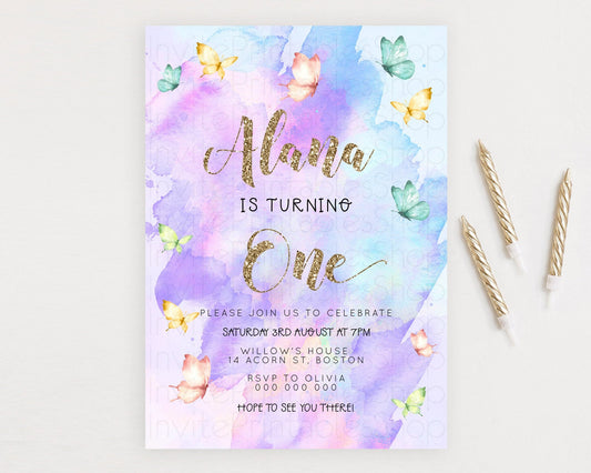 Editable Pastel Butterfly Birthday Invitation Butterfly Birthday Invitation