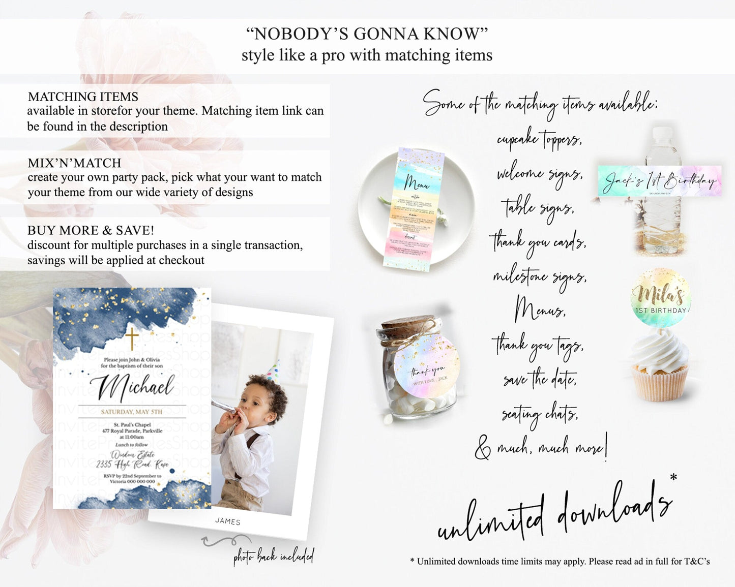 Blue Baptism Invitation Blue Watercolor Baptism 1st Birthday Invitation Pastel Blue Watercolor Christening Invite Blue Splash D10312
