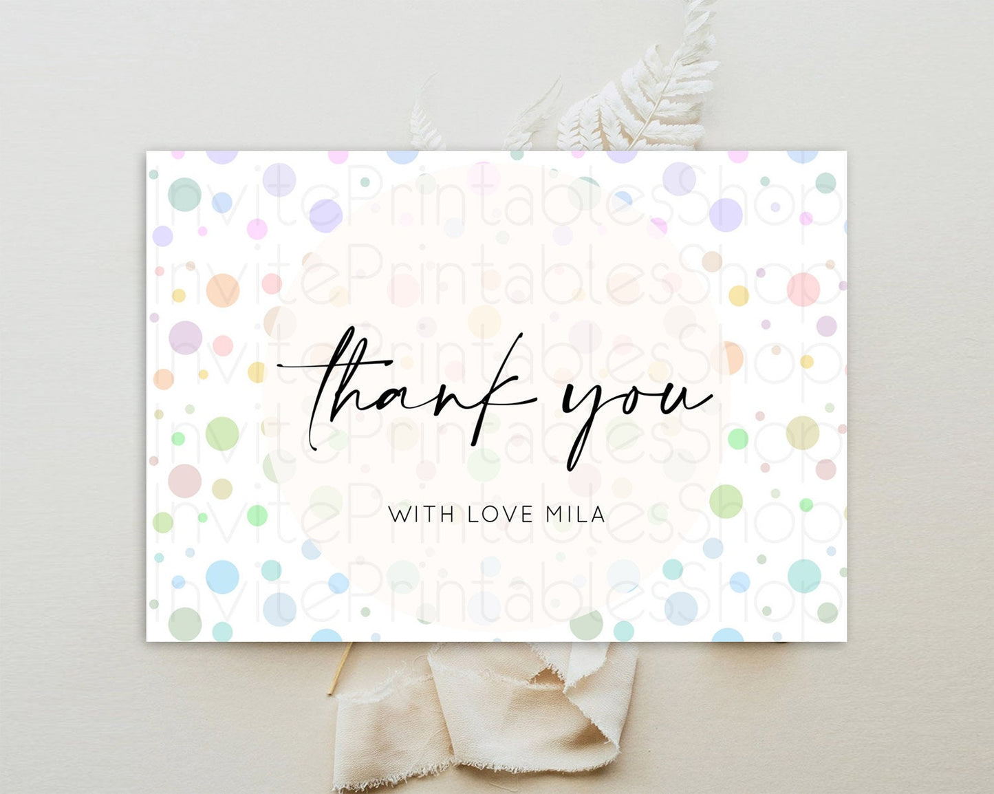 Rainbow Thank You Pastel Thank You Card Pastel Rainbow Birthday Thank You Confetti Colorful Pastel Cards Teacher Thank You Cards D10135