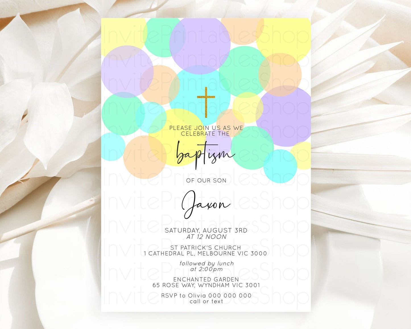 Pastel Baptism Invitation Pastel Confetti Baptism 1st Birthday Invitation Colorful Rainbow Confetti Bubbles Christening Invitation D10412