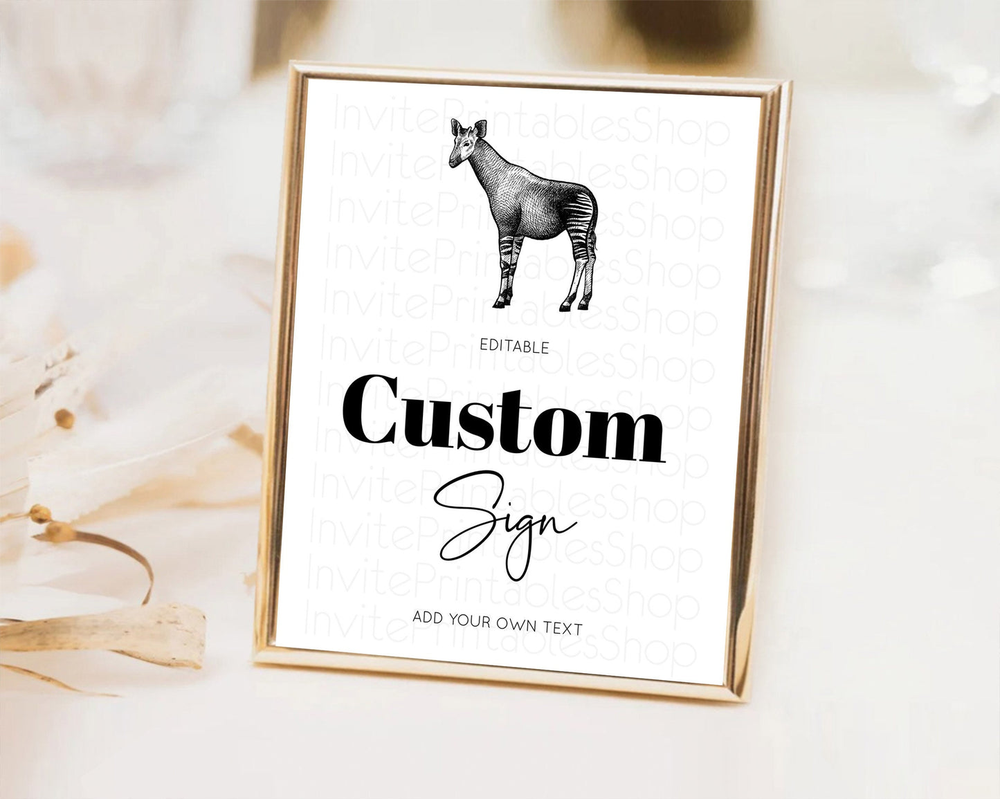 Editable Okapi Sign Zoo Table Sign Decor Okapi Party Sign Template Safari Ad