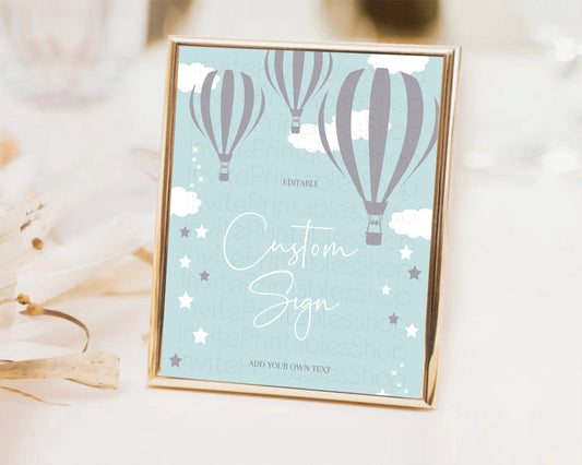 Editable Hot Air Balloon Sign Hot Air Balloon Table Sign Decor Adventure Awa