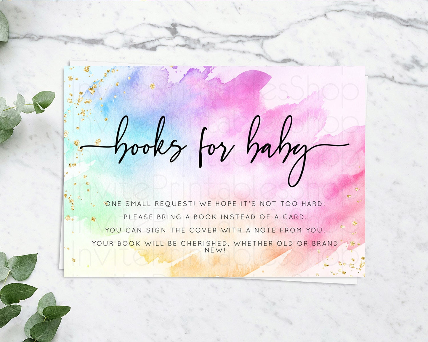 Pastel Books For Baby Card Pastel Rainbow Book Insert Colorful Ombre Watercolor Book Card Confetti Glitter Baby Book Poem Request D10449