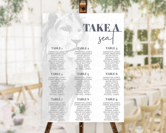 Editable Lion Seating Chart Safari Lion Seating Chart Modern Lion Party Deco