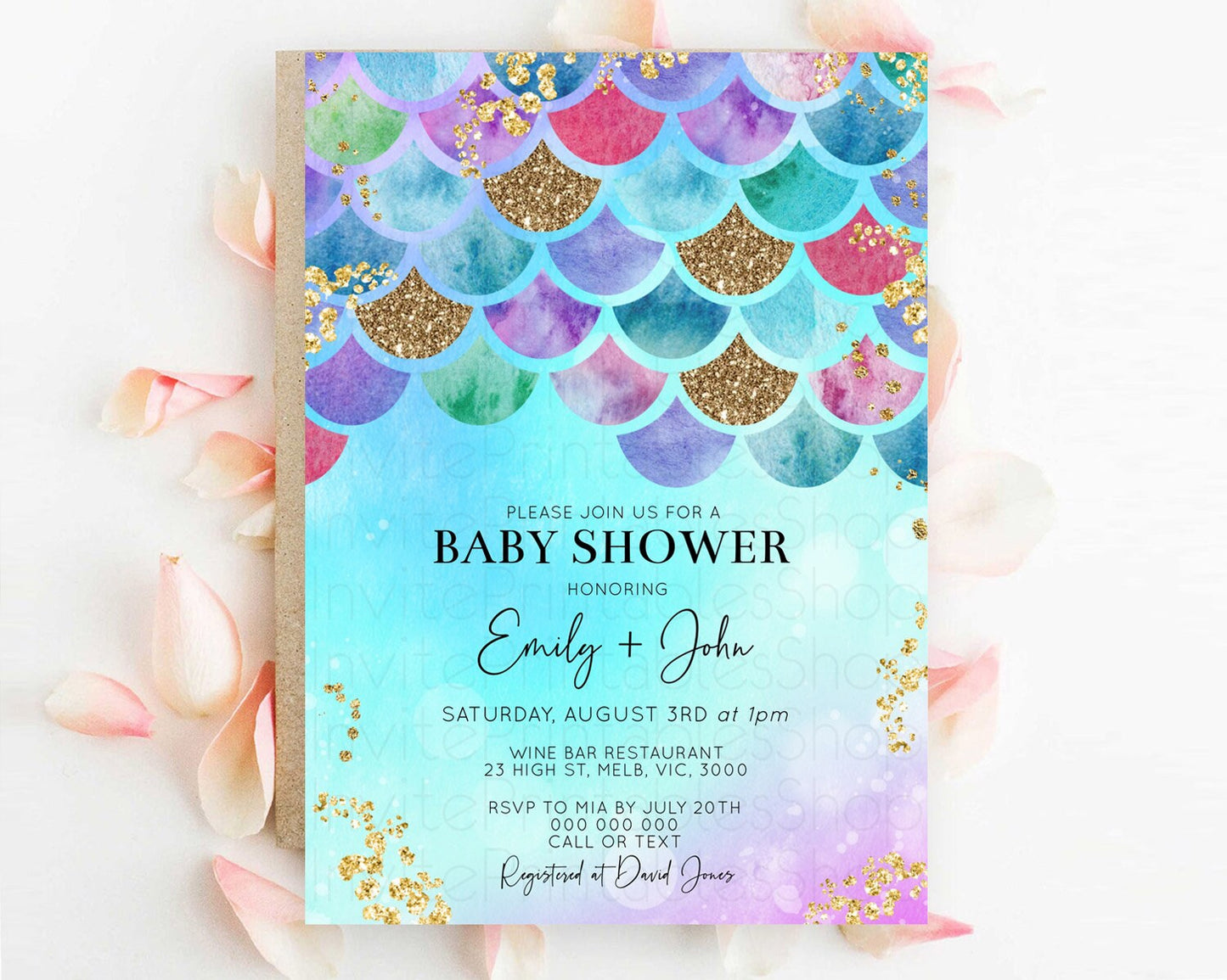 Rainbow Fish Baby Shower Invitation Rainbow Sea Baby Shower Invitation Watercolor Mermaid Invitation Under The Sea Invitation D10581