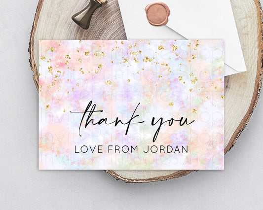 Editable Pastel Thank You Rainbow Thank You Card Colorful Pastel Birthday Th