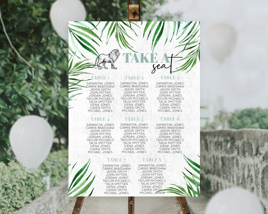 Editable Lion Seating Chart Safari Lion Seating Chart Modern Lion Party Deco