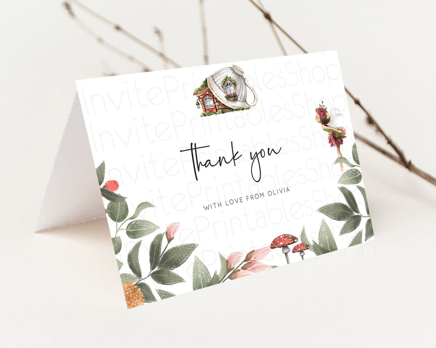 Fairy Thank You Fairy Thank You Card Enchanted Garden Pastel Butterfly Birthday Thank You Floral Secret Garden Teacher Thank You D10851