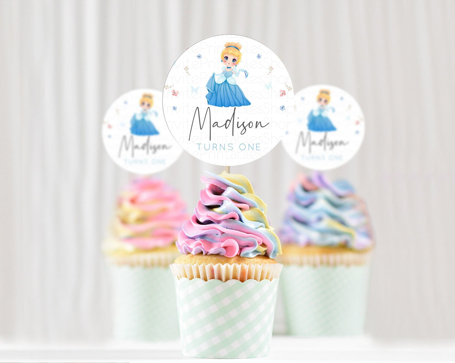 Princess Cupcake Toppers Castle Cupcake Toppers Royal Princess Decor Fairy Tale Enchanted Castle Pastel Floral Garden Table Number D10354
