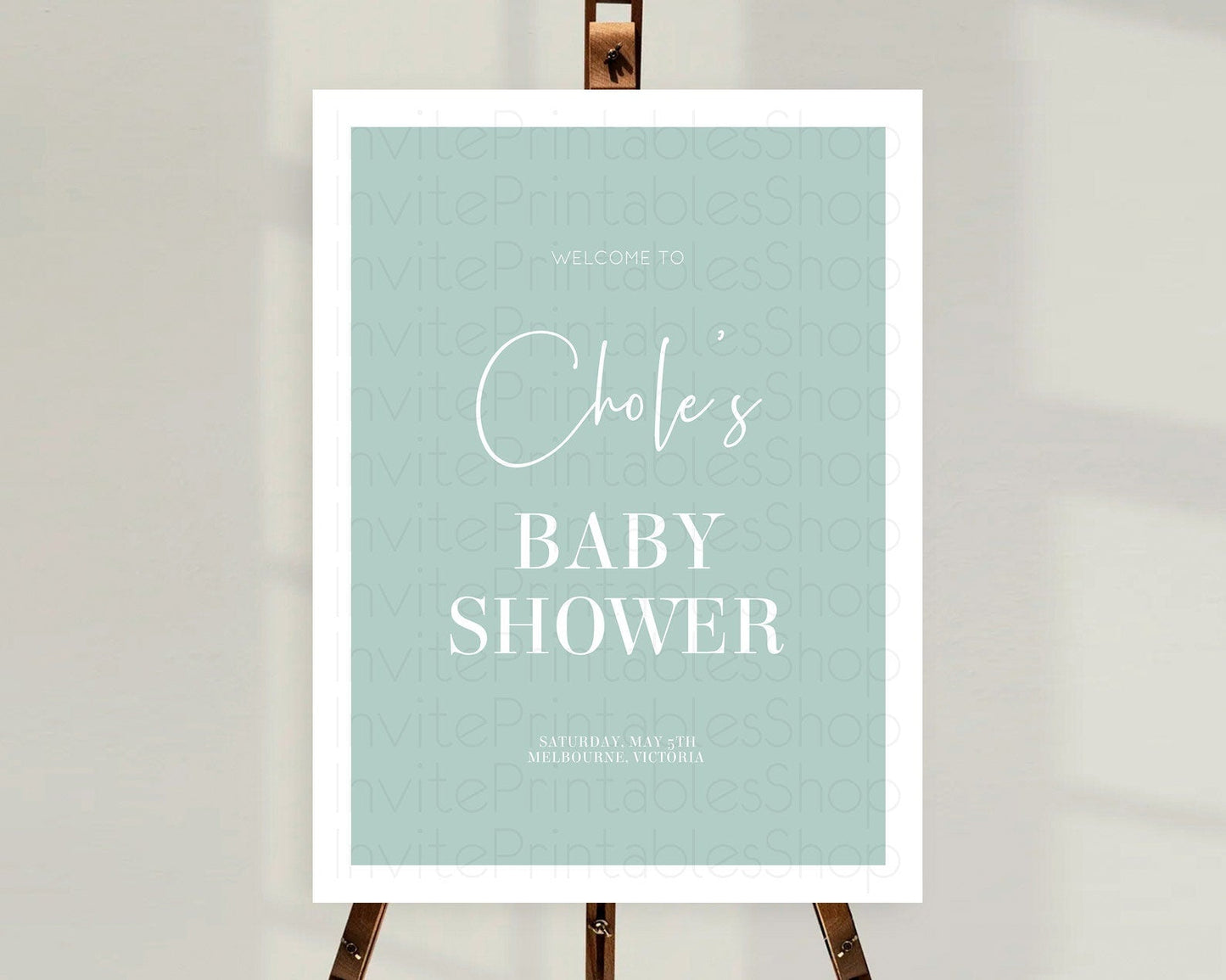 Green Baby Shower Welcome Sign Plain Green Welcome Board Minimalist Pastel Green Welcome Poster Modern Green Minimal Welcome Sign D10736