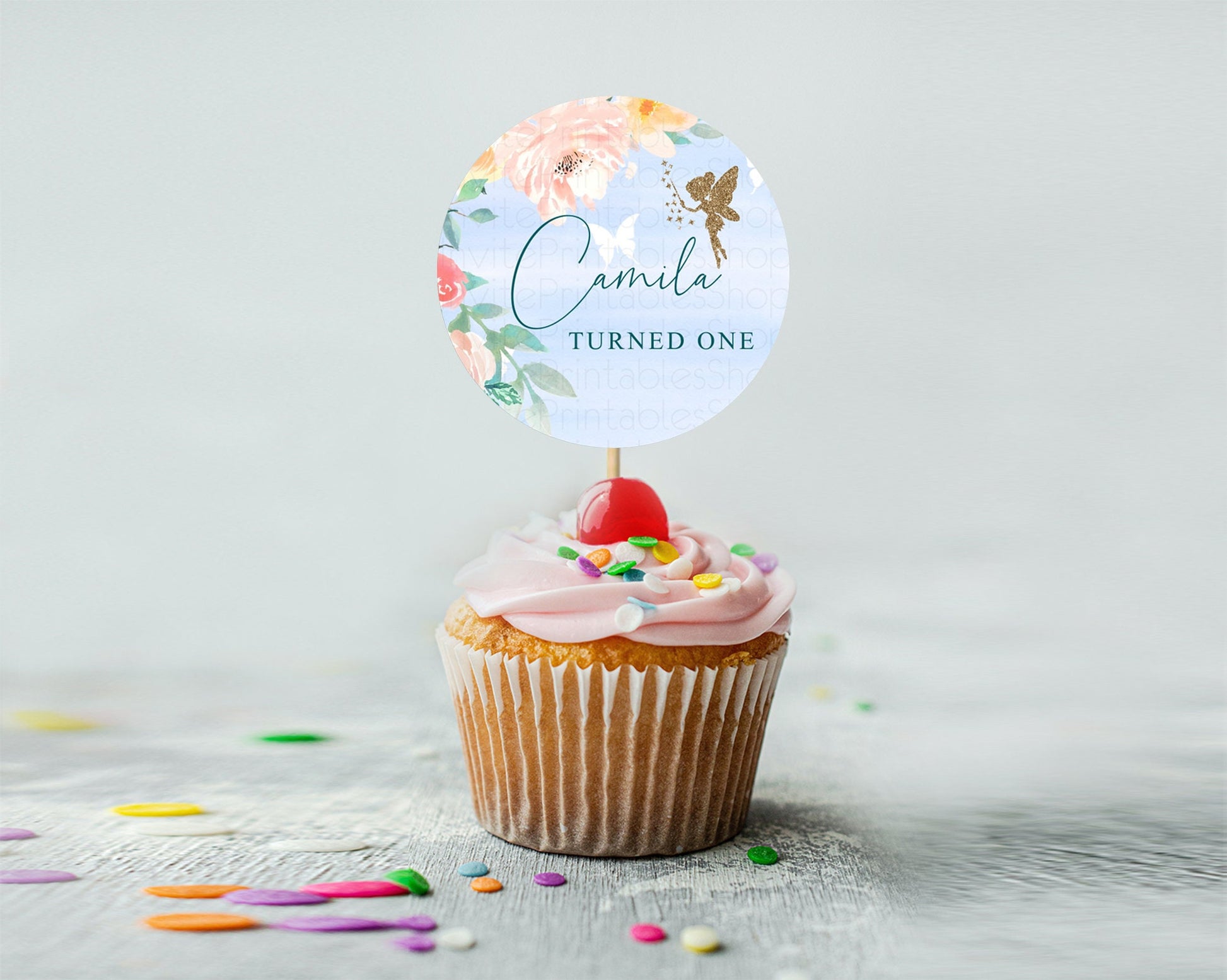 Editable Fairy Cupcake Toppers Pastel Fairy Cupcake Toppers Fairy Floral Gar