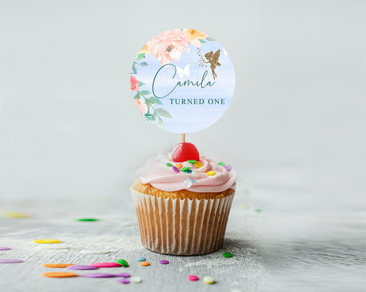 Editable Fairy Cupcake Toppers Pastel Fairy Cupcake Toppers Fairy Floral Gar