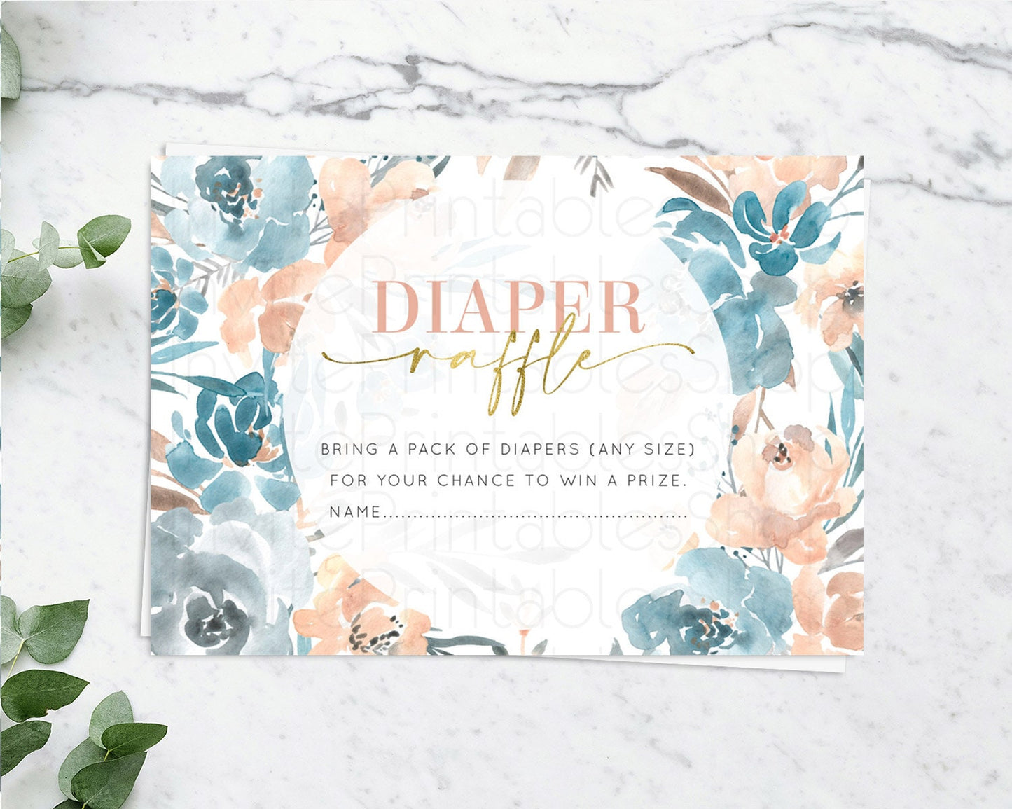 Secret Garden Diaper Raffle Card Boho Wildflower Diaper Raffle Insert Pastel Flower Garden Baby Shower Card Flower Raffle Game D10190