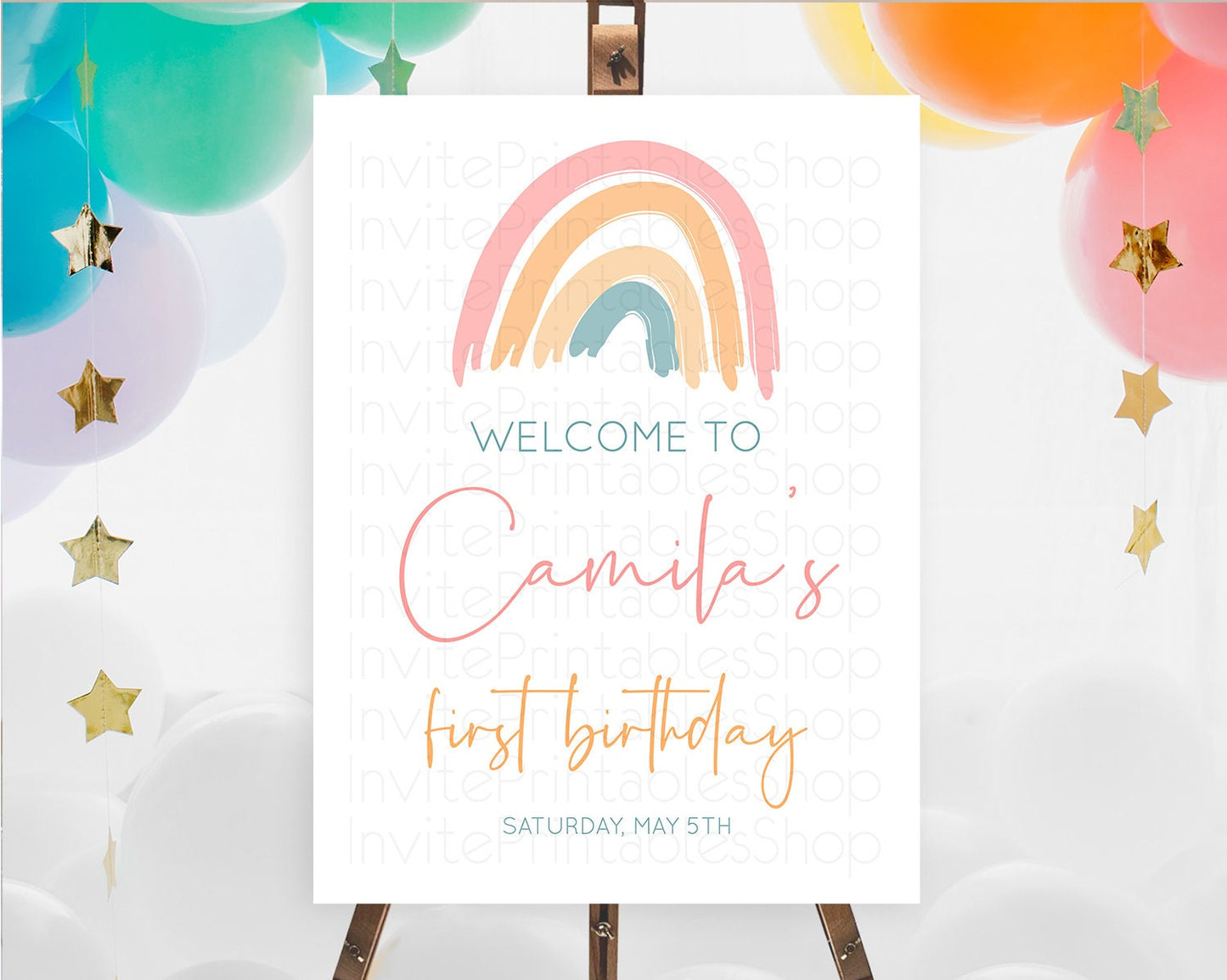 Pastel Rainbow Welcome Sign Boho Rainbow Welcome Board Rainbow Welcome Sign Pastel Welcome Decor Rainbow First Birthday Welcome Sign D10351