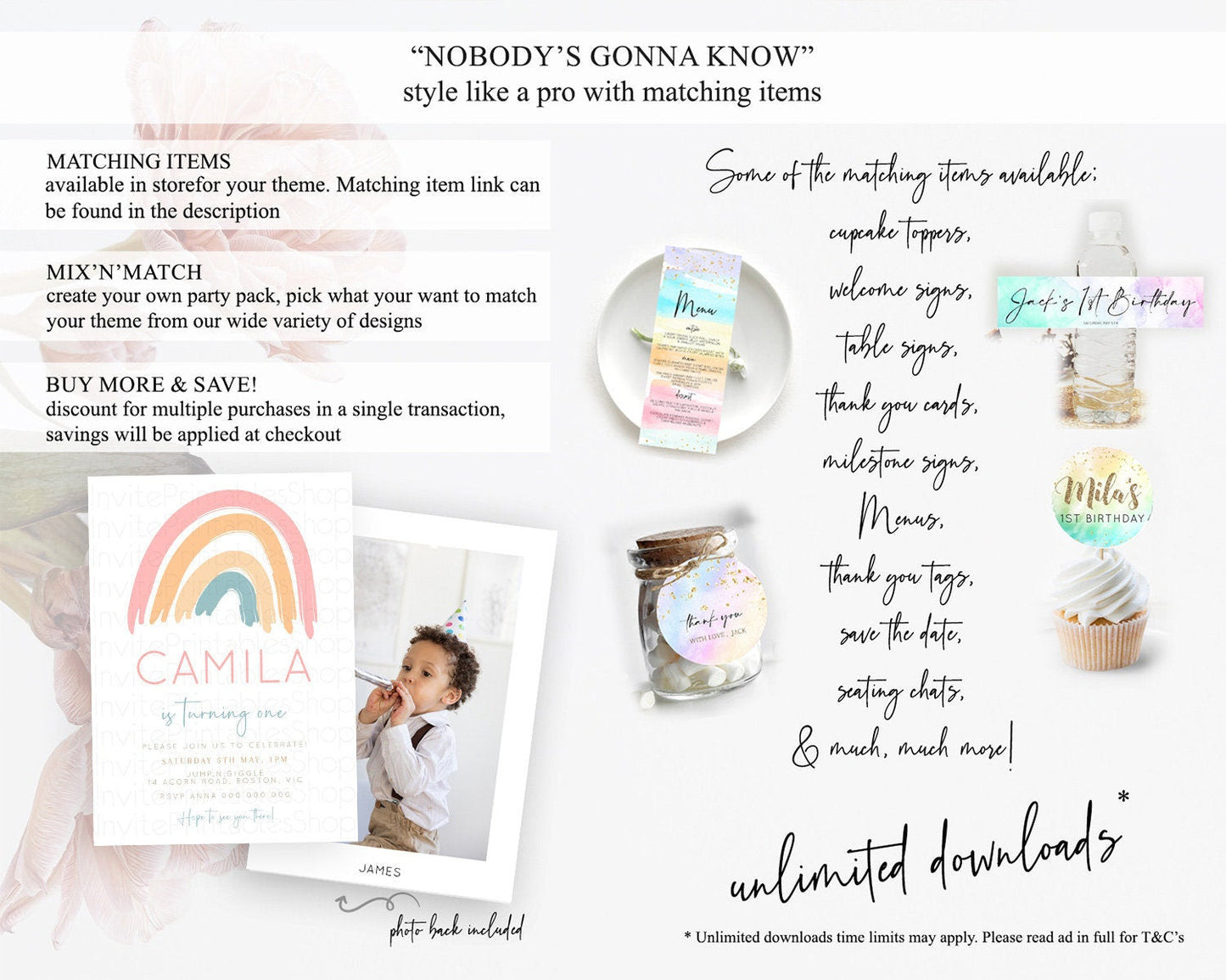 Pastel Rainbow Birthday Invitation Pastel Rainbow Invitation Rainbow Invitation Pastel Invitation Boho Rainbow 1st First Birthday D10351