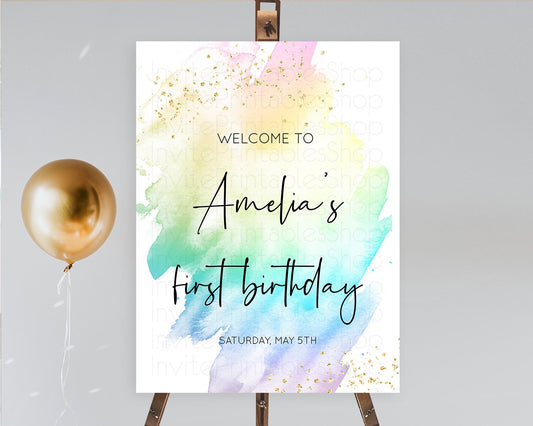 Editable Pastel Welcome Sign Pastel Rainbow Welcome Sign Colorful Rainbow Co