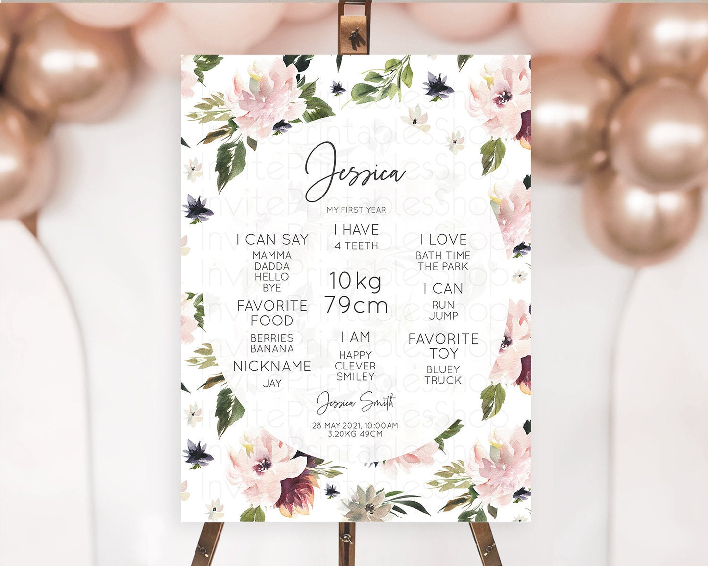 Secret Garden Milestone Board Wildflower First Birthday Milestone Poster Pastel Flowers Milestone Boho Wildflower 1st Birthday Sign D10538