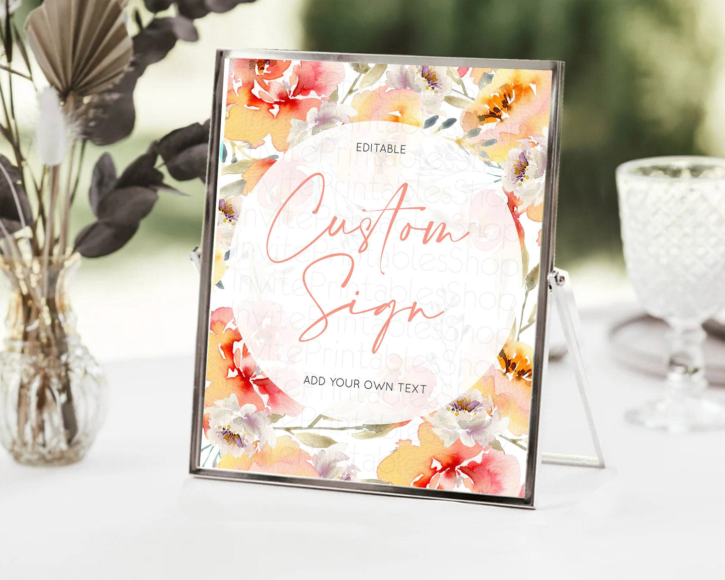 Wildflower Floral Table Sign Decor Secret Garden Sign Template Pastel Floral Garden Party Boho Flowers Birthday Baby Shower Wedding D10280