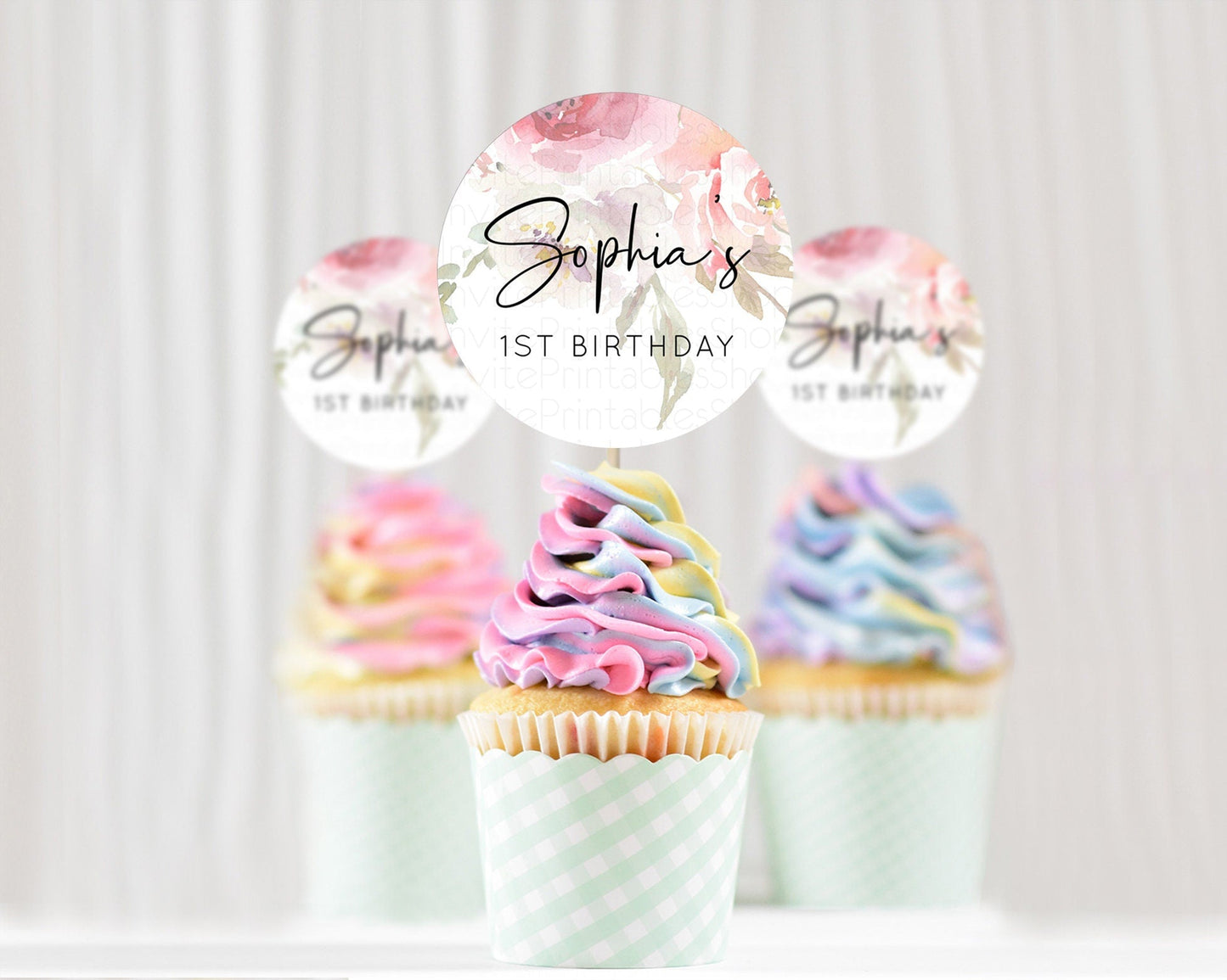 Secret Garden Cupcake Toppers Wildflower Cupcake Toppers Pastel Flowers Cupcake Toppers Enchanted Garden Boho Floral First Birthday D10243