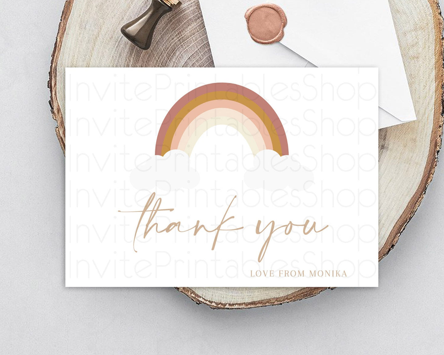 Pastel Rainbow Thank You Boho Rainbow Thank You Card Rainbow Birthday Thank You Cards Pastel Rainbow Teacher Thank You Card Template D10122