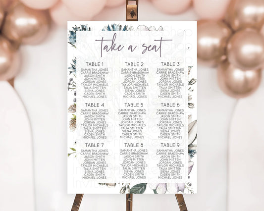 Editable Secret Garden Seating Chart Wildflower Seating Chart Pastel Flowers