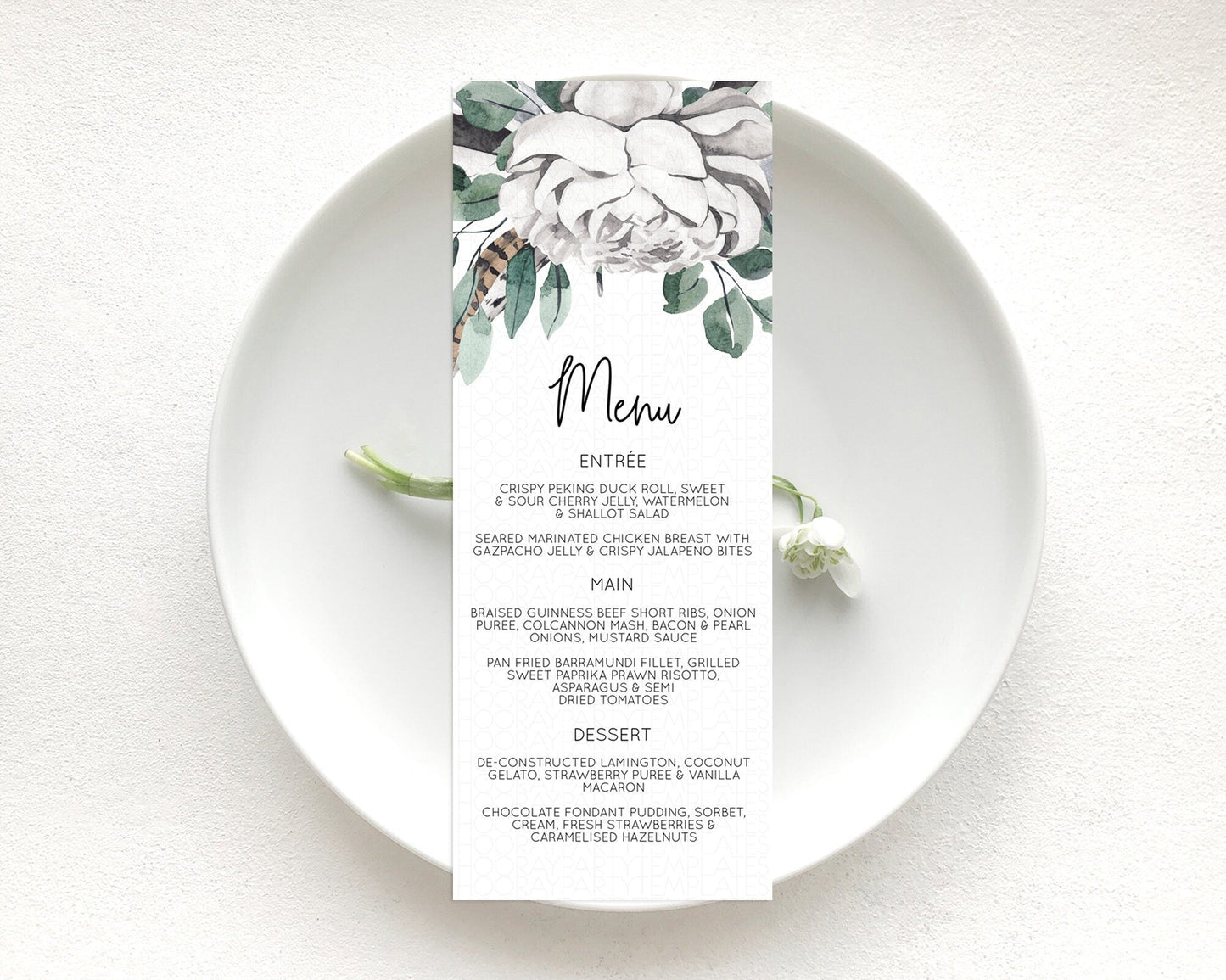 Secret Garden Menu Wildflower Menu Template Pastel Flower Garden Table Decor Boho Floral Dinner Dessert Floral Party Food Menu D11066