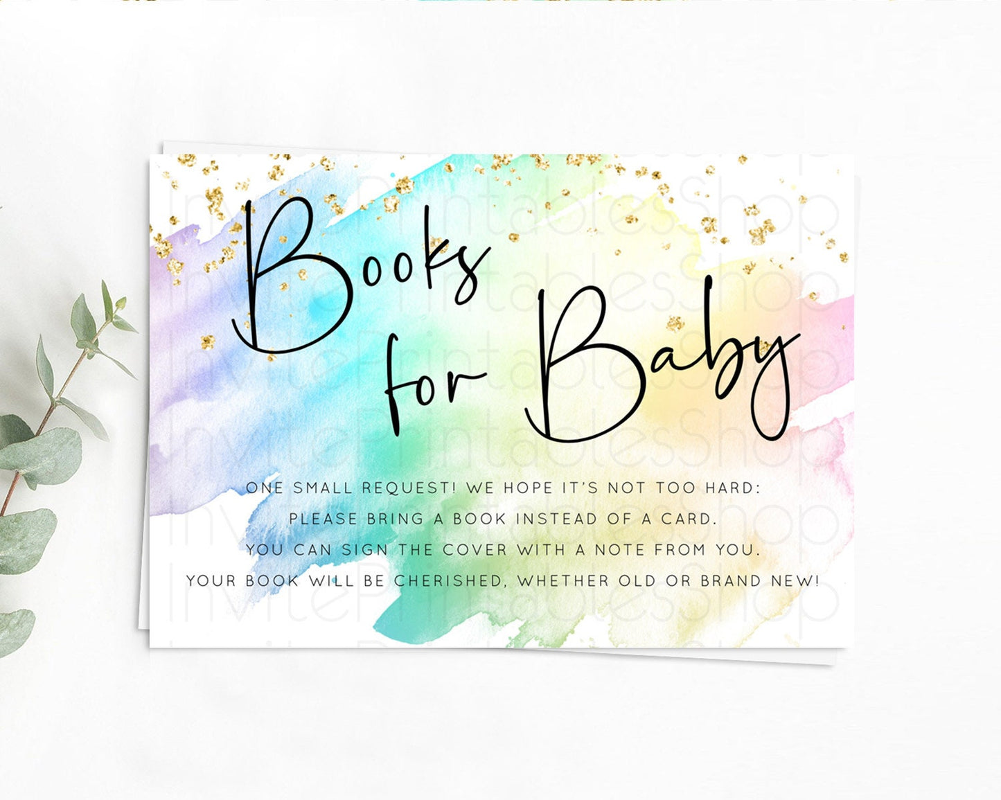 Pastel Books For Baby Card Pastel Rainbow Book Insert Colorful Ombre Watercolor Book Card Confetti Glitter Baby Book Poem Request D10279