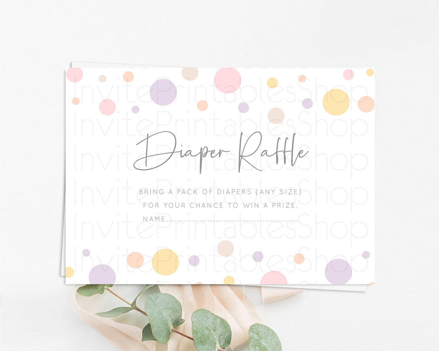 Rainbow Diaper Raffle Card Pastel Sprinkles Diaper Raffle Insert Rainbow Confetti Diaper Ticket Colorful Bubbles Pastel Raffle Game D10759